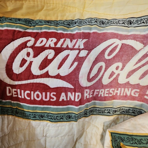 Coca-Cola Bedding 1990s (?) 80x85 Comforter 2‎ Shams - Picture 10 of 16
